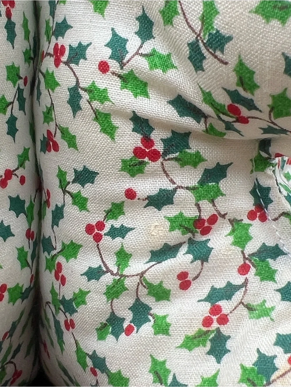 Vintage Kitsch 3D Stuffed Holly Berry Fabric Christmas Tree with Strawberries
